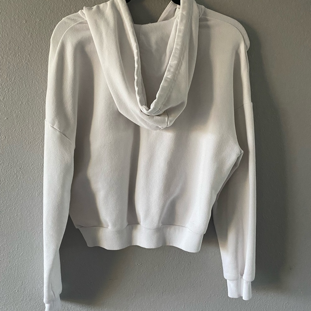 garage basic cropped white zip up hoodie - Picture 2 of 3